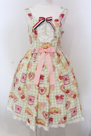画像: Angelic Pretty / いちごBread Bakeryジャンパースカート  グリーン O-25-03-24-020-AP-OP-OW-OS
