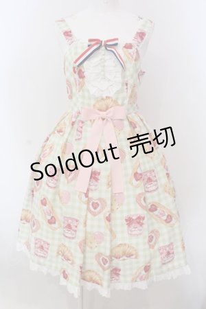 画像: Angelic Pretty / いちごBread Bakeryジャンパースカート  グリーン O-25-03-24-020-AP-OP-OW-OS