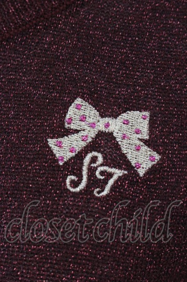 画像2: Shirley Temple / リボン刺繍ラメカーディガン M ワイン O-25-03-24-028-ET-TO-IG-OS (2)