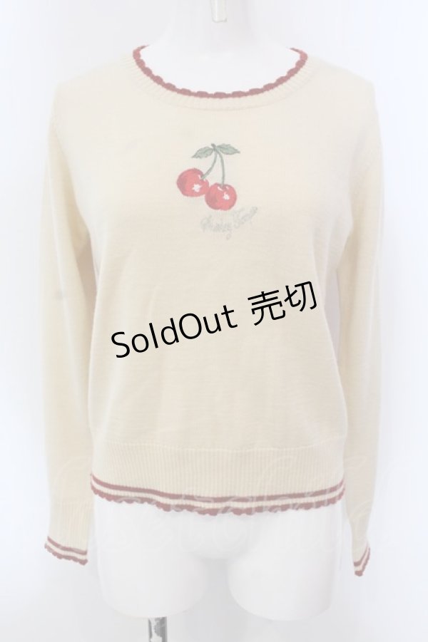 画像1: Shirley Temple / チェリー刺繍ニット  アイボリー×アカ O-25-03-24-034-ET-TO-IG-ZT184 (1)