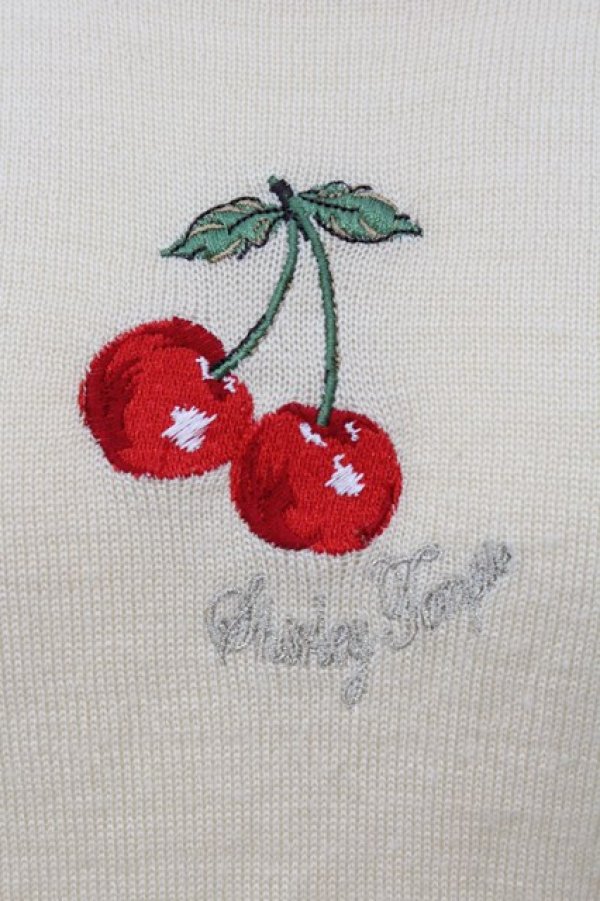 画像2: Shirley Temple / チェリー刺繍ニット  アイボリー×アカ O-25-03-24-034-ET-TO-IG-OS (2)