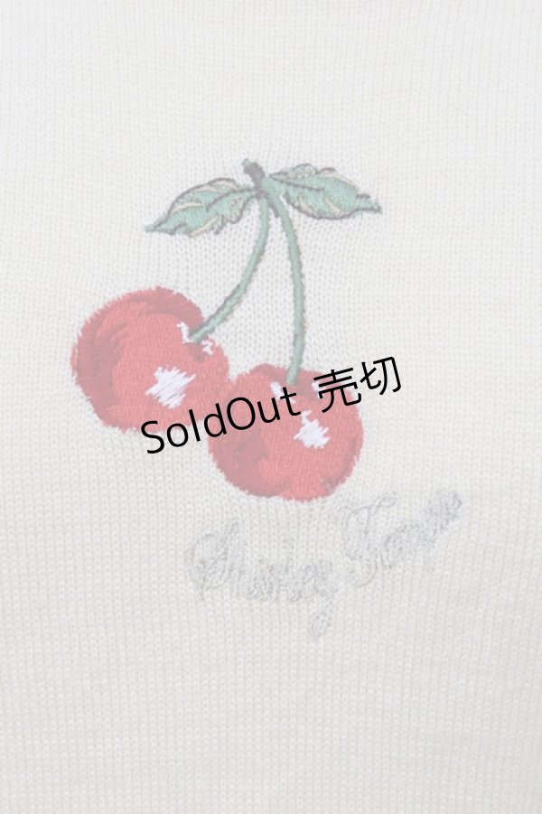 画像2: Shirley Temple / チェリー刺繍ニット  アイボリー×アカ O-25-03-24-034-ET-TO-IG-ZT184 (2)