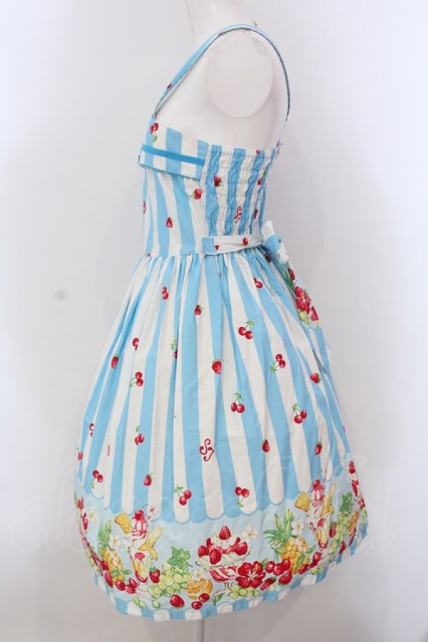 画像4: Shirley Temple / パフェボーダーpt ワンピース 160ｃｍ サックス O-25-03-24-005-ET-OP-OW-OS (4)