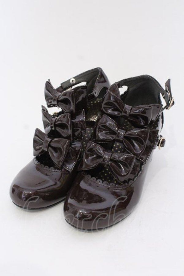 画像1: Angelic Pretty / エナメルChelseaリボンシューズ M ブラウン O-25-03-24-071-AP-SH-OW-OS (1)