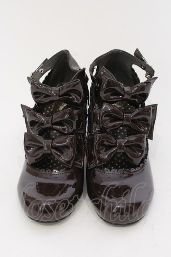 画像2: Angelic Pretty / エナメルChelseaリボンシューズ M ブラウン O-25-03-24-071-AP-SH-OW-OS (2)
