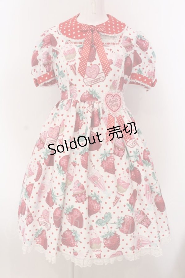 画像1: Angelic Pretty / Fresh Strawberry Dinerワンピース  シロ O-25-03-24-017-AP-OP-OW-OS (1)