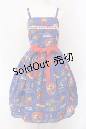 画像: Emily Temple cute / Vintage Strawberryキャミソールワンピース  ネイビー O-25-03-25-030-ET-OP-IG-OS
