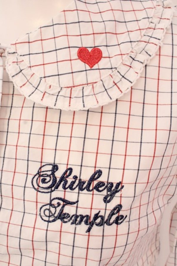 画像2: Shirley Temple / 刺繍格子ブラウス 160cm オフシロ O-25-03-25-039-ET-BL-IG-OS (2)