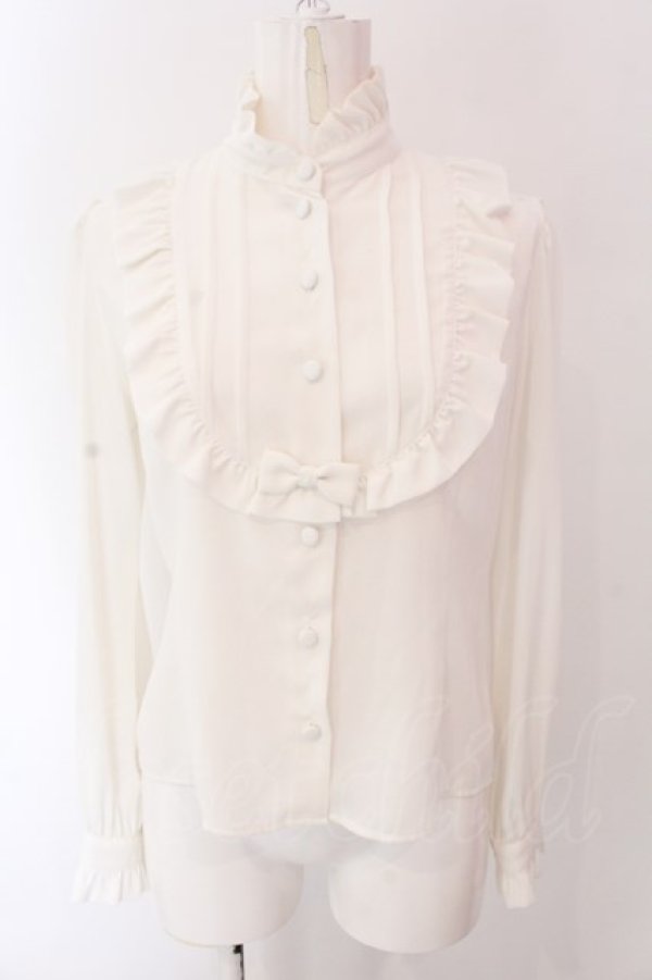 画像1: Innocent World White / スタンドカラーリボンブラウス M シロ O-25-03-25-041-IW-BL-IG-OS (1)