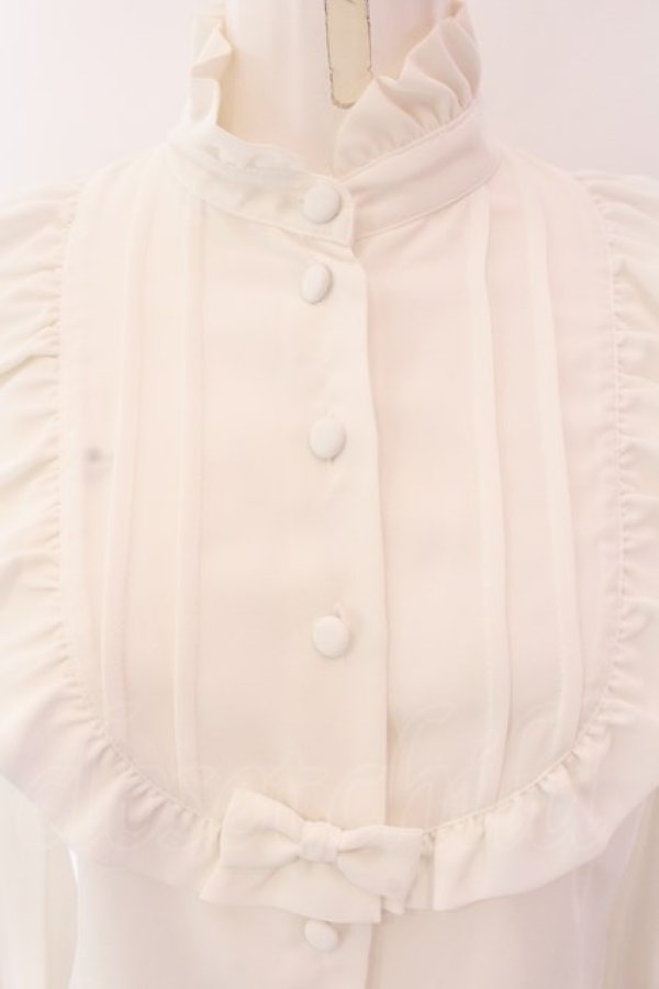 画像2: Innocent World White / スタンドカラーリボンブラウス M シロ O-25-03-25-041-IW-BL-IG-OS (2)
