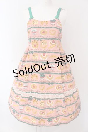 画像: 【SALE】Shirley Temple / ベーカリージャンパースカート 160cm ピンク×グリーン O-25-03-25-002-ET-OP-IG-ZT466