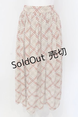 画像: evelyn / シフォンチェックスカート  アイボリー×オレンジ O-25-03-26-025-LO-SK-IG-ZT133