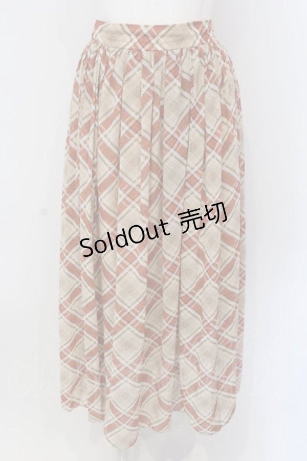 画像1: evelyn / シフォンチェックスカート  アイボリー×オレンジ O-25-03-26-025-LO-SK-IG-ZT133 (1)