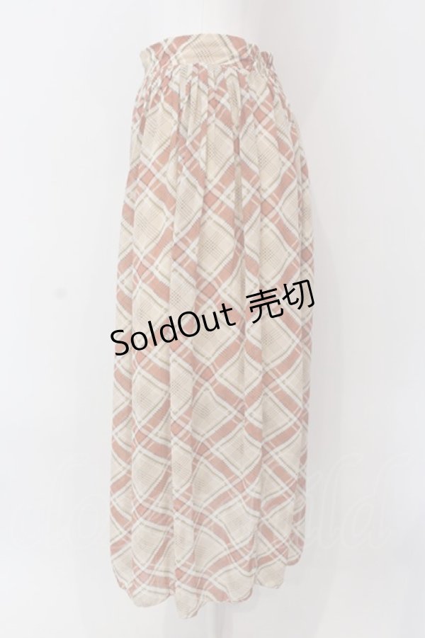 画像2: evelyn / シフォンチェックスカート  アイボリー×オレンジ O-25-03-26-025-LO-SK-IG-ZT133 (2)