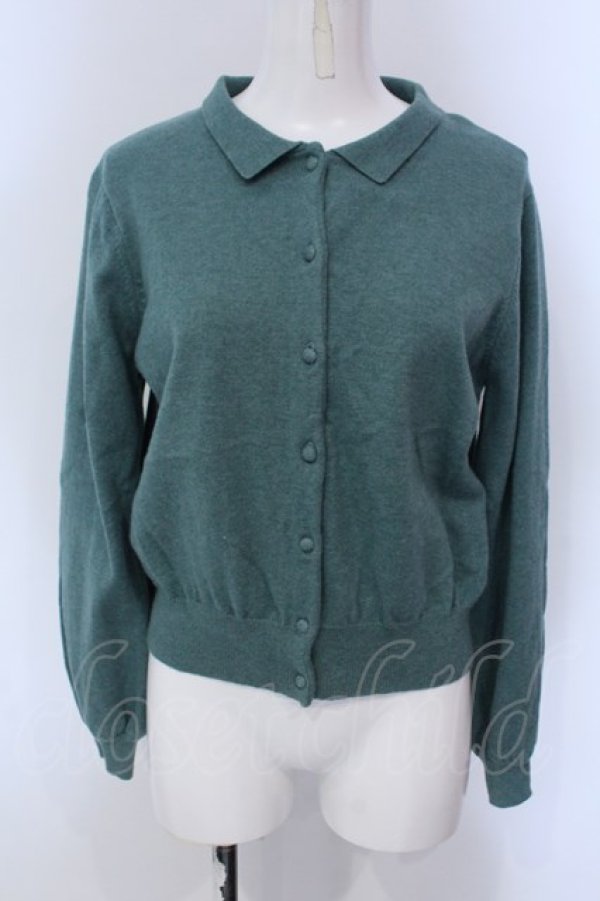 画像1: LEBECCA boutique / 2冊目に入る襟付きカーディガン  グリーン O-25-03-26-1032-EL-TO-OW-ZT110 (1)