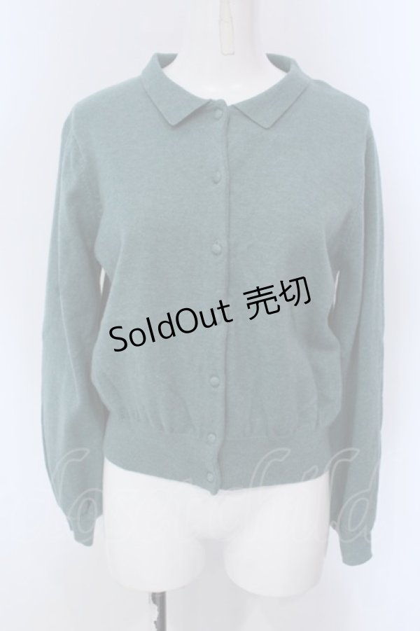 画像1: LEBECCA boutique / 2冊目に入る襟付きカーディガン  グリーン O-25-03-26-1032-EL-TO-OW-ZT110 (1)