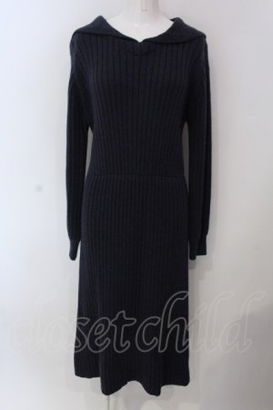 画像: LEBECCA boutique / 遠くまで行くセーラーニットワンピース  ネイビー O-25-03-26-1035-EL-OP-IG-ZT118