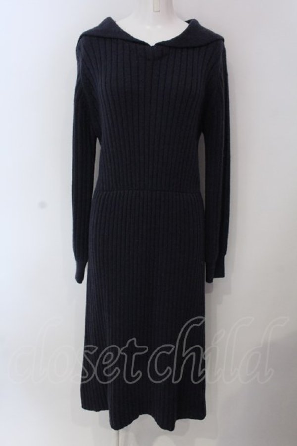 画像1: LEBECCA boutique / 遠くまで行くセーラーニットワンピース  ネイビー O-25-03-26-1035-EL-OP-IG-ZT118 (1)