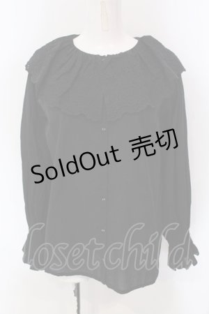 画像: FELISSIMO / アデリアレトロ×シロップ．野ばな柄を刺しゅうした　レース衿のブラウス M クロ O-25-03-26-1040-EL-BL-OW-ZT0329D