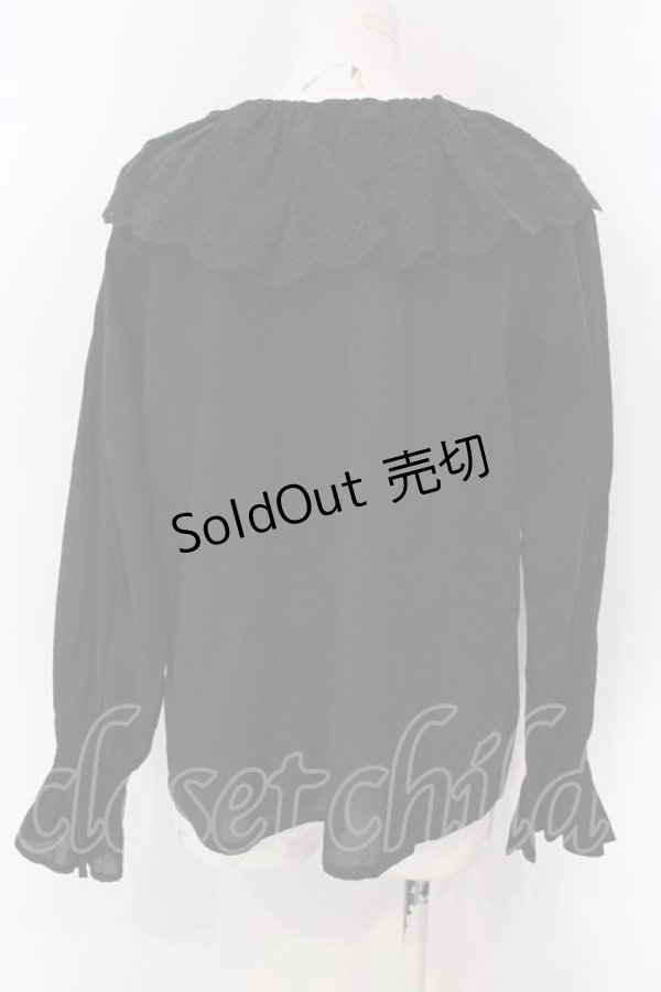 画像4: FELISSIMO / アデリアレトロ×シロップ．野ばな柄を刺しゅうした　レース衿のブラウス M クロ O-25-03-26-1040-EL-BL-OW-ZT0329D (4)