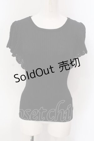 画像: F&A / 透かし編みラッフルノースリーブニットプルオーバー F クロ O-25-03-26-1041-LO-TO-OW-ZT120