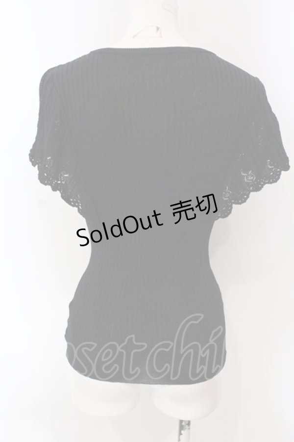 画像3: F&A / 透かし編みラッフルノースリーブニットプルオーバー F クロ O-25-03-26-1041-LO-TO-OW-ZT120 (3)
