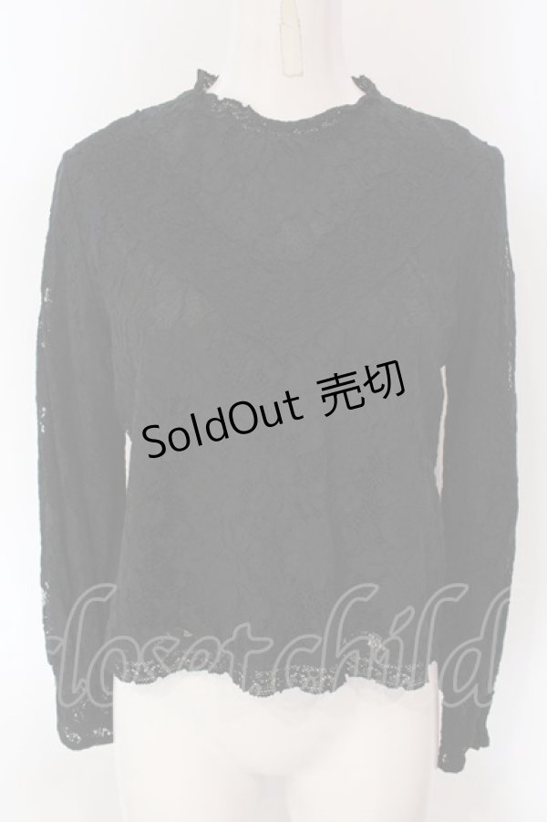 画像1: an another angelus / Vレース配色総レースプルブラウス F クロ O-25-03-26-1044-CA-TO-OW-ZT231 (1)