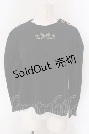 画像: 【SALE】Franche Lippee / うさぎ刺しゅうプルオーバー M クロ O-25-03-26-1047-LO-TO-OW-ZT231