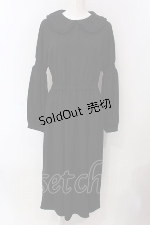 画像1: LEBECCA boutique / 銀のスプーンとシャーリングスリーブワンピース  クロ O-25-03-26-1051-EL-OP-IG-ZT231 (1)