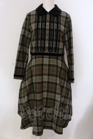 画像: Jane Marple / Tartan check velvet trimming dress ドレス M グリーン O-25-03-26-1006-JM-OP-IG-ZT114