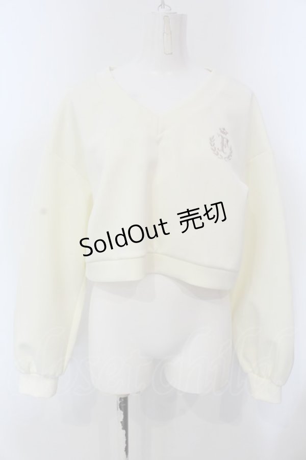 画像1: Fi.n.t / 刺繍入りダンボールニットプルオーバー F アイボリー O-25-03-26-1012-CA-TO-OW-ZT114 (1)