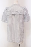 画像3: Franche Lippee / フリルストライプブラウス M シロ×アオ O-25-03-26-1019-LO-BL-OW-ZT109 (3)