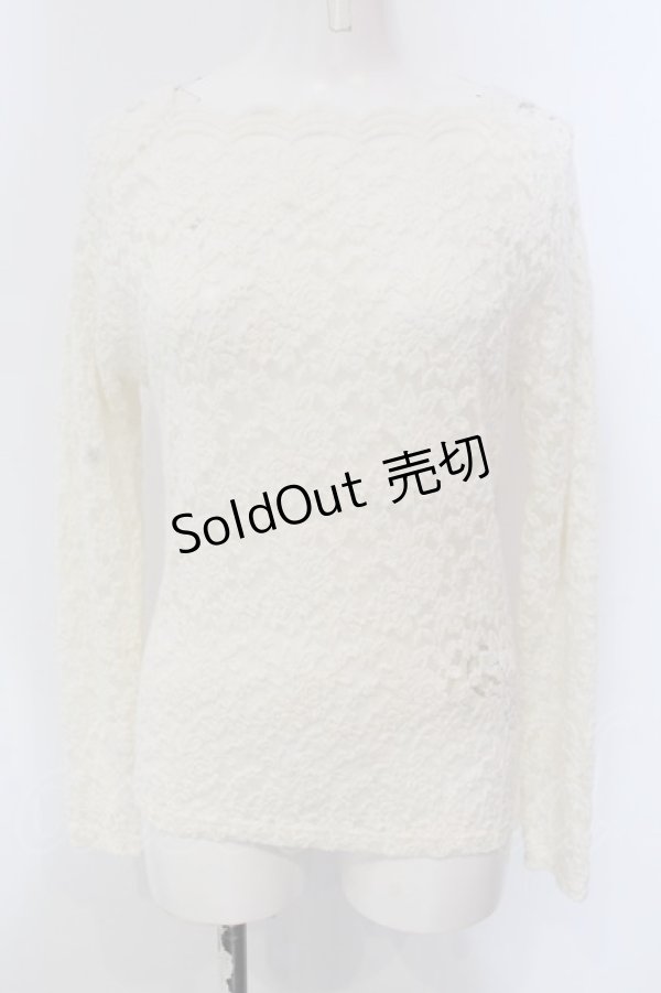 画像1: F&A / スカラップ衿ぐり総レーストップス  アイボリー O-25-03-26-1022-LO-TO-SA-ZT109 (1)