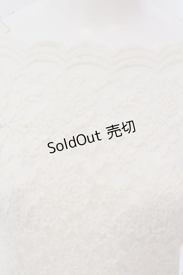 画像2: F&A / スカラップ衿ぐり総レーストップス  アイボリー O-25-03-26-1022-LO-TO-SA-ZT109 (2)