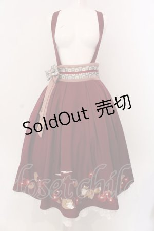 画像: Amavel / 月夜の狐と寒椿 和風スカート  ワイン O-25-03-26-014-CA-SK-IG-OS