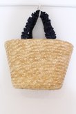 画像2: Maison de FLEUR / フリルハンドルダブルリボンカゴバッグ  ナチュラル×ネイビー O-25-03-27-008-LO-BG-OW-ZT-K013 (2)