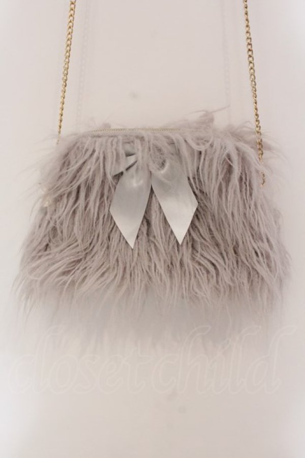 画像1: Maison de FLEUR / ファーポシェット  グレー O-25-03-27-010-LO-BG-IG-ZT-K013 (1)