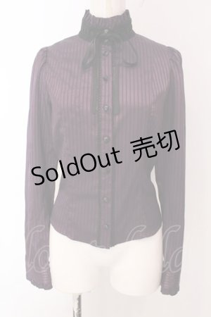 画像: Sheglit / シャドーストライプサテンブラウス M パープル O-25-03-29-031-EL-BL-OW-OS