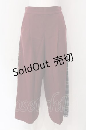 画像: axes femme / サイドチェックワイドパンツ F ワイン O-25-03-29-041-AX-PA-OW-ZT010