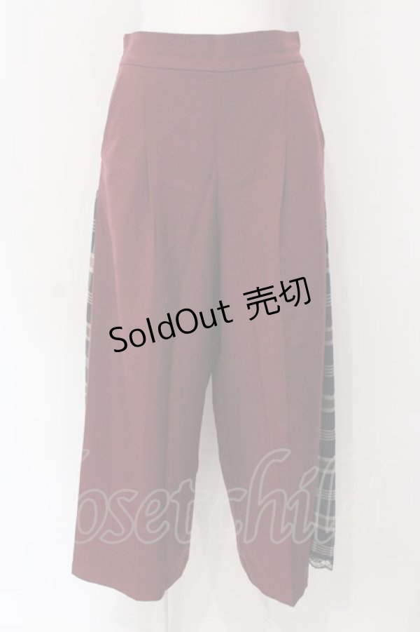 画像1: axes femme / サイドチェックワイドパンツ F ワイン O-25-03-29-041-AX-PA-OW-ZT010 (1)