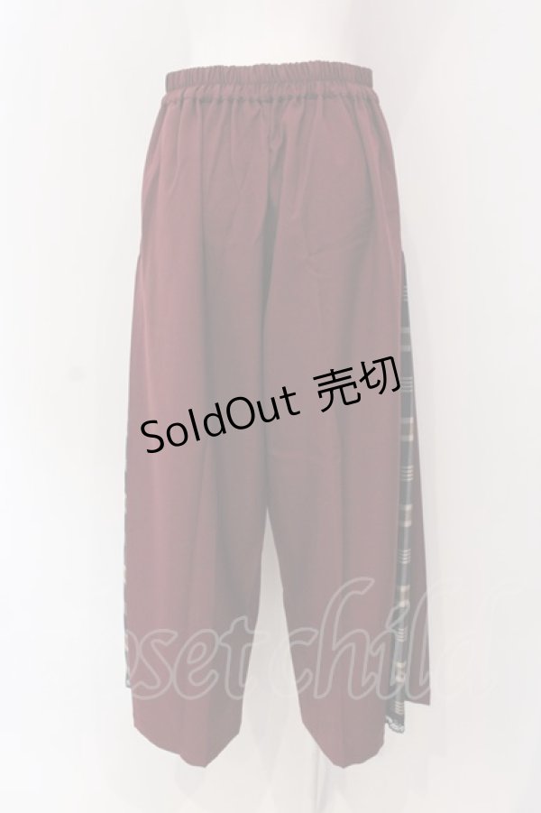 画像3: axes femme / サイドチェックワイドパンツ F ワイン O-25-03-29-041-AX-PA-OW-ZT010 (3)