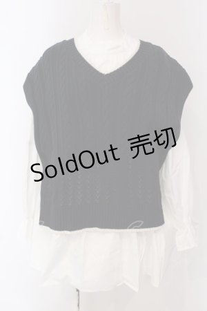 画像: axes femme / ニットベストアンサンブル F シロ×コン O-25-03-29-045-AX-TO-OW-OS