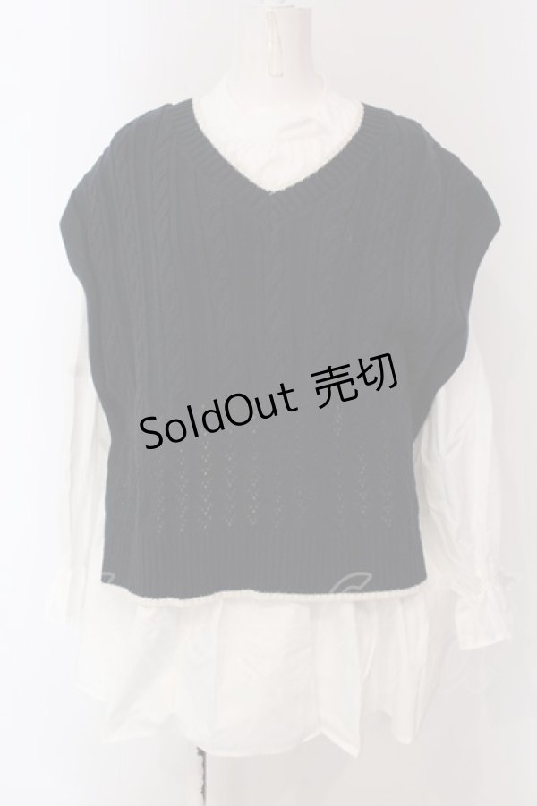 画像1: axes femme / ニットベストアンサンブル F シロ×コン O-25-03-29-045-AX-TO-OW-OS (1)
