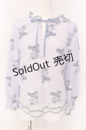 画像: axes femme / ２ＷＡＹチュール刺繍ブラウス F ブルー O-25-03-29-049-AX-BL-OW-OS