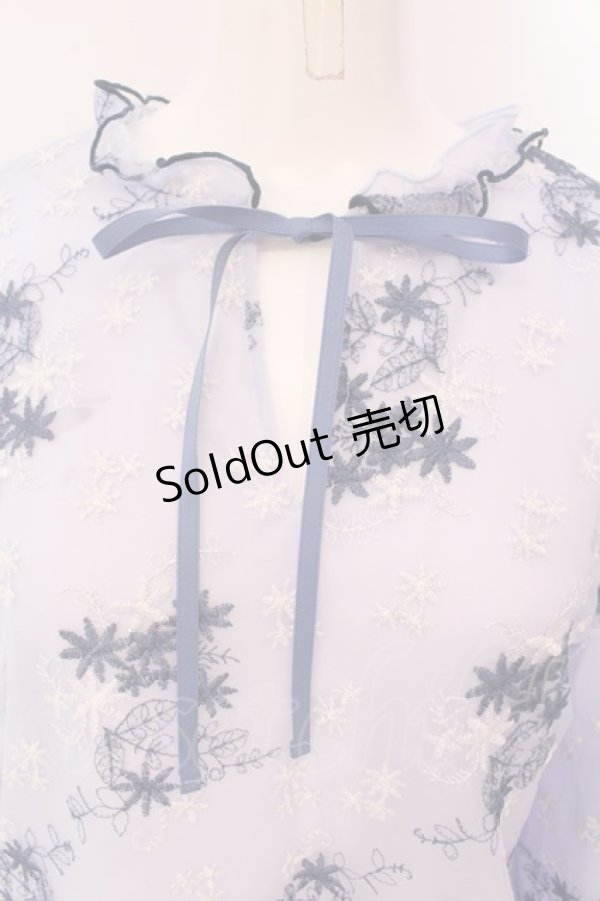 画像2: axes femme / ２ＷＡＹチュール刺繍ブラウス F ブルー O-25-03-29-049-AX-BL-OW-OS (2)