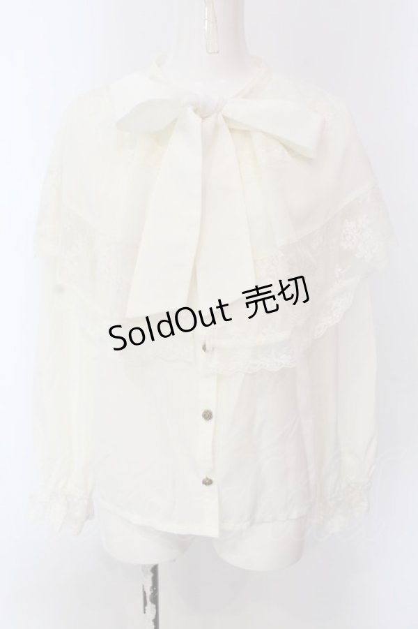 画像1: axes femme / ケープ×リボンタイブラウス F キナリ O-25-03-29-050-AX-BL-OW-OS (1)