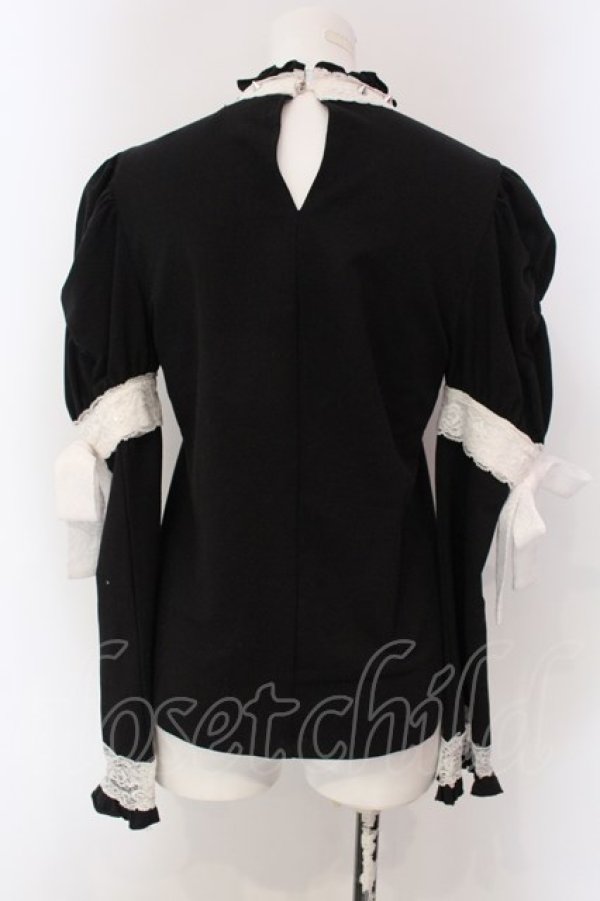画像4: BACKSTAGE PASS / CAPUCINE　2WAY パフスリーブブラウス  クロ×シロ O-25-03-29-009-PU-TO-OW-OS (4)