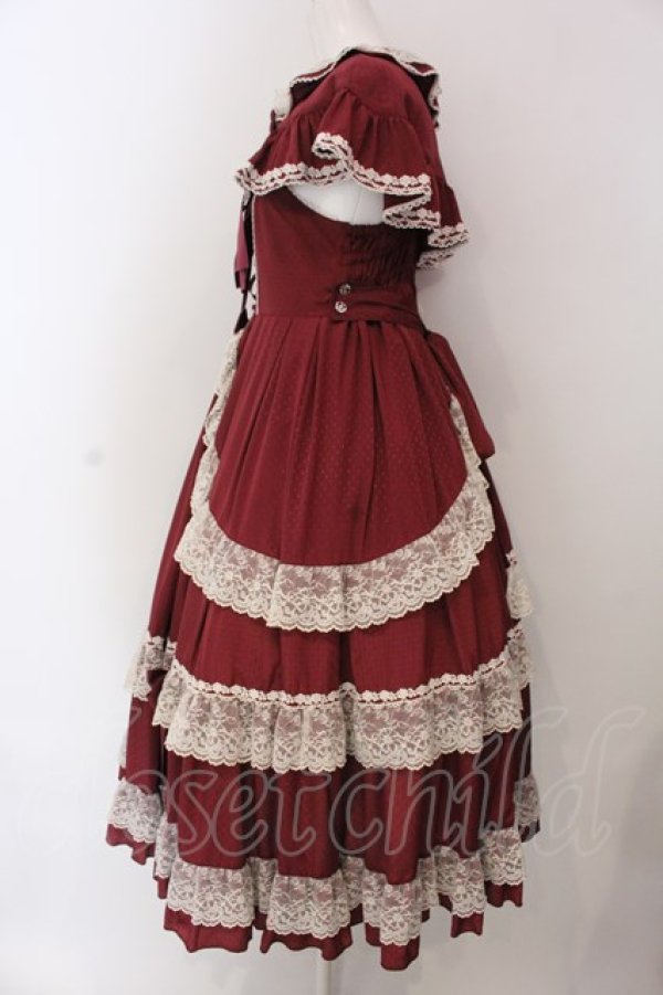 画像4: metamorphose / エリーケープ付きジャンパースカート  ワイン O-25-03-29-017-ME-OP-OW-OS (4)