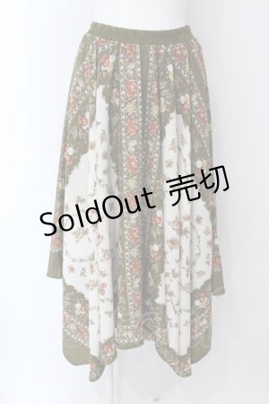画像: axes femme / スカーフ風アシメスカート M グリーン O-25-03-29-021-AX-SK-OW-OS