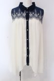 画像1: axes femme / ヨーク刺繍イレヘムチュニック M キナリ×ネイビー O-25-03-29-022-AX-TO-OW-OS (1)